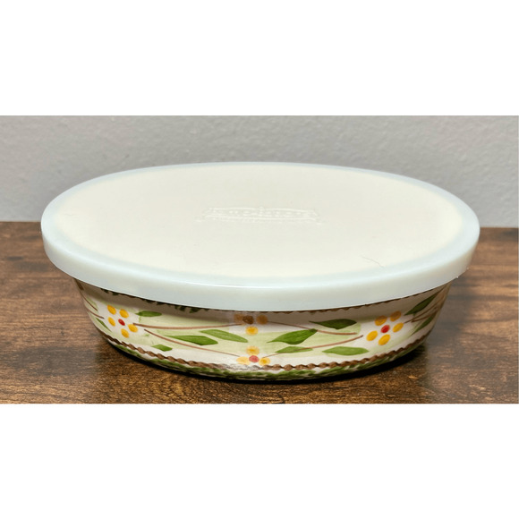 QVC Temp-tations by Tara Old World Green Oval Baker (7”) w/ lid - Picture 2 of 11